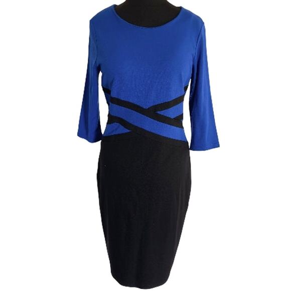 NWT HOMEYEE Black and Blue Dress Size 10 - Picture 2 of 8